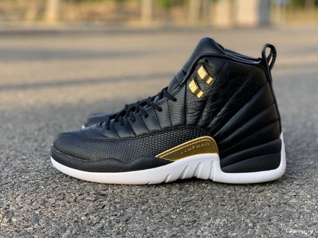 AO6068-007 Black Gold-White Retro Metallic Jordan 12 Air 'Reptile' 0821
